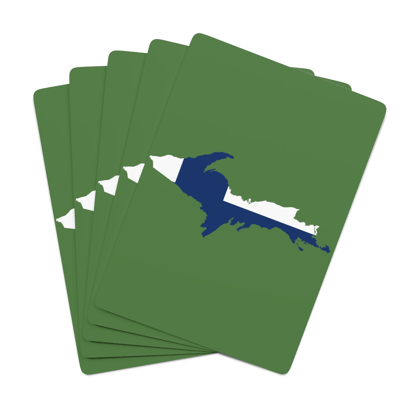 Michigan Upper Peninsula Poker Cards (Pine Green w/ UP Finland Flag Outline)