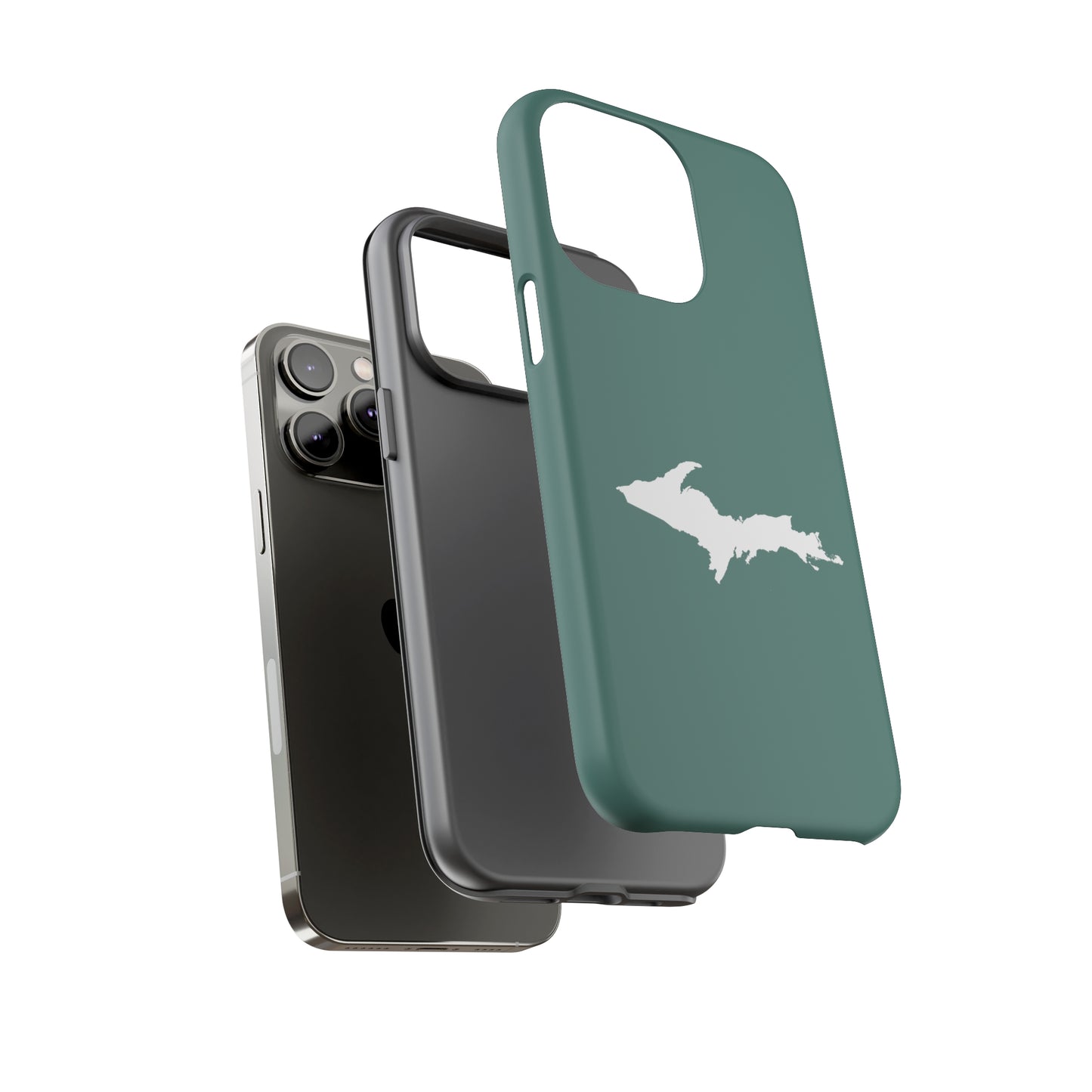 Michigan Upper Peninsula Tough Phone Case (Copper Green w/ UP Outline) | Apple iPhone