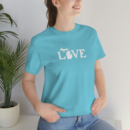 Michigan 'Love' T-Shirt (Woodcut Font) | Unisex Standard Fit