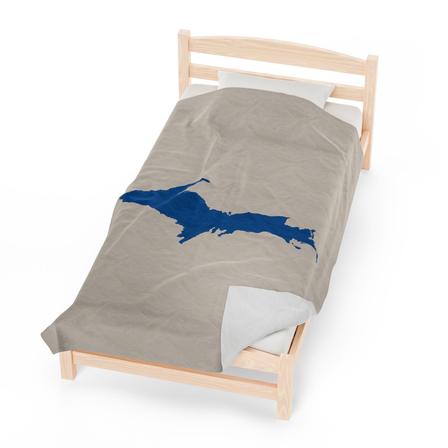 Michigan Upper Peninsula Plush Blanket (w/ Azure UP Outline) | Canvas Color