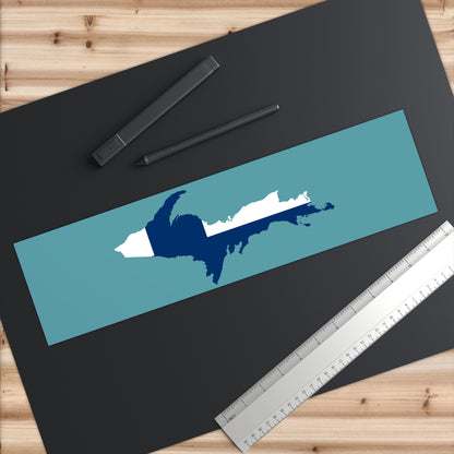 Michigan Upper Peninsula Bumper Stickers (w/ UP Finland Flag Outline) | Huron Blue Background