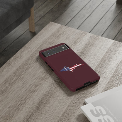 Michigan Upper Peninsula Tough Phone Case (Old Mission Burgundy w/ UP USA Flag Outline) | Samsung & Pixel Android