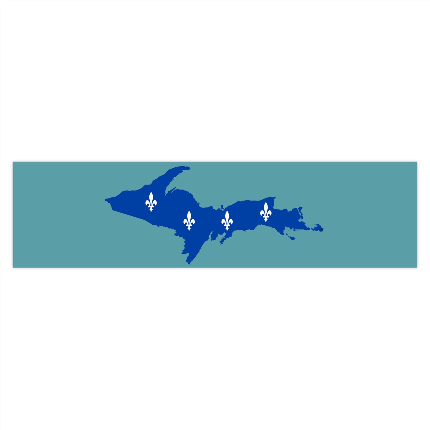 Michigan Upper Peninsula Bumper Stickers (w/ UP Quebec Flag Outline) | Huron Blue Background