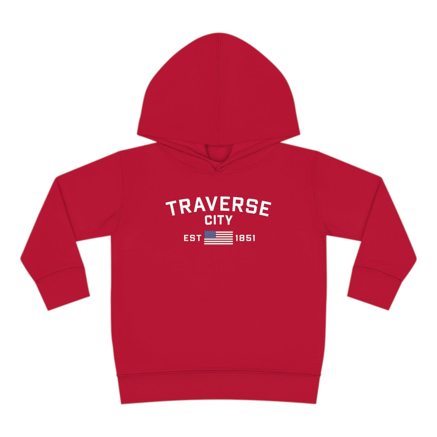 'Traverse City EST 1851' Hoodie (w/USA Flag Outline) | Unisex Toddler