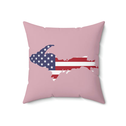 Michigan Upper Peninsula Accent Pillow (w/ UP USA Flag Outline) | Pink