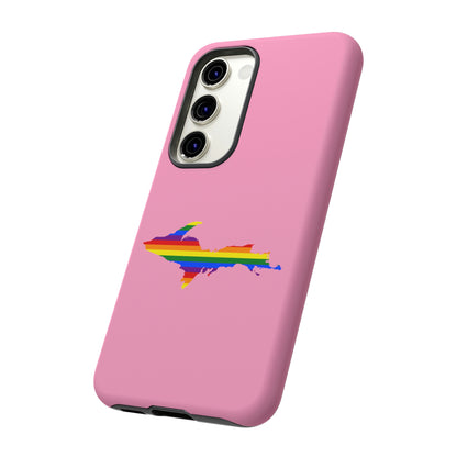 Michigan Upper Peninsula Tough Phone Case ('67 Caddie Pink w/ UP Pride Flag Outline) | Samsung & Pixel Android