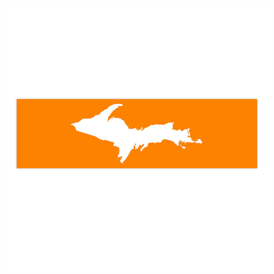 Michigan Upper Peninsula Bumper Sticker (w/ UP Outline) | Orange Background