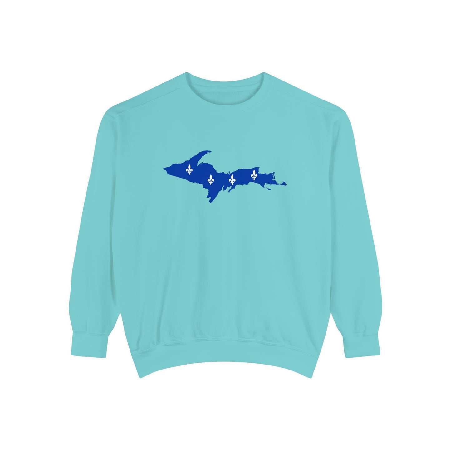 Michigan Upper Peninsula Sweatshirt (w/ UP Quebec Flag Outline) | Unisex Garment Dyed