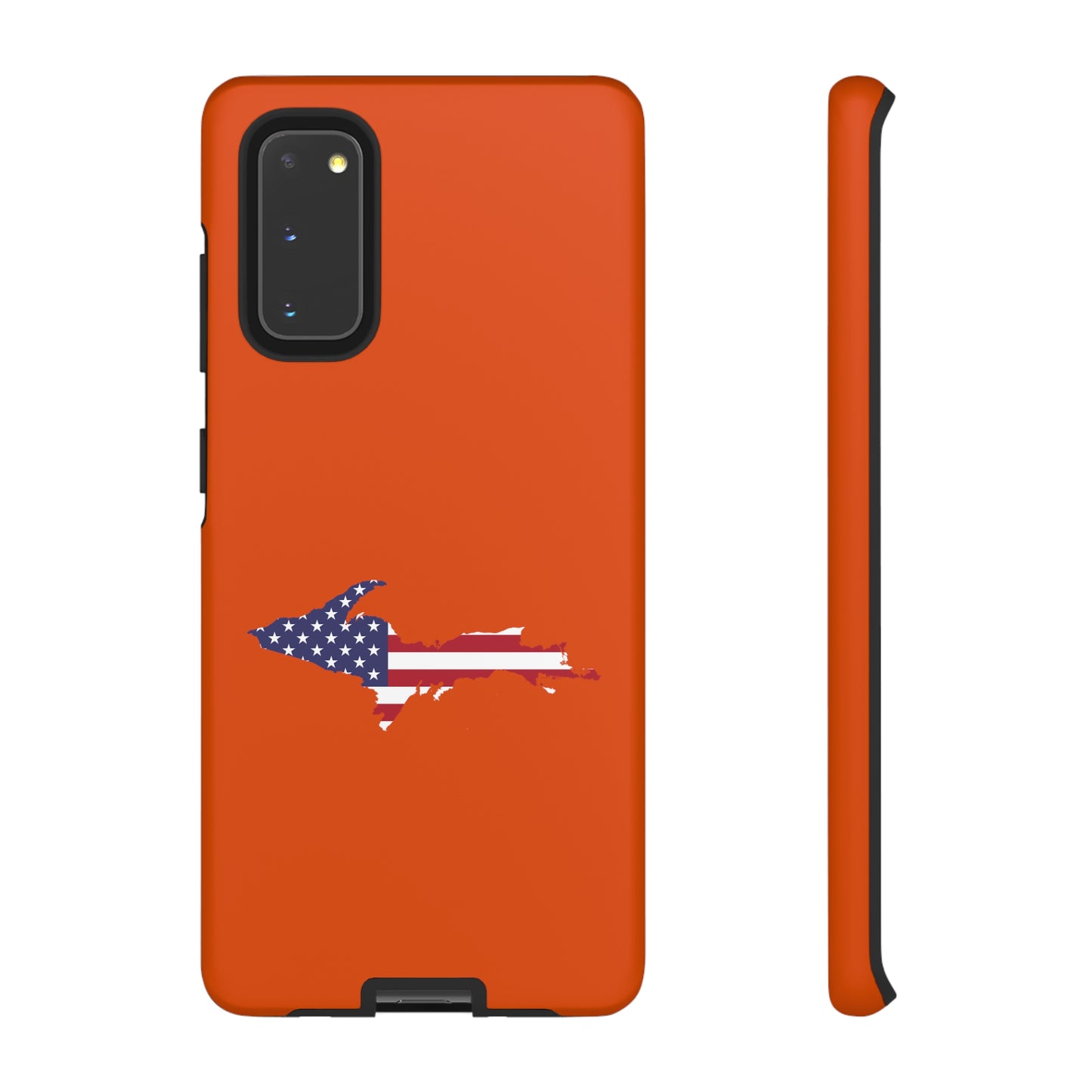 Michigan Upper Peninsula Tough Phone Case (Maple Leaf Orange w/ UP USA Flag Outline) | Samsung & Pixel Android