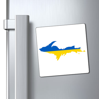 Michigan Upper Peninsula Square Magnet (w/ UP Ukraine Flag Outline)