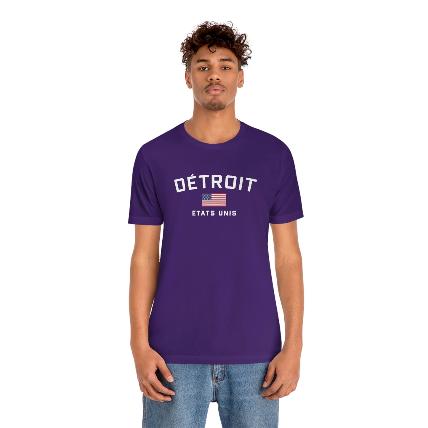 'Détroit États Unis' T-Shirt (w/USA Flag Outline) | Unisex Standard Fit