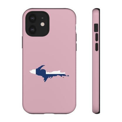 Michigan Upper Peninsula Tough Phone Case (Pink w/ UP Finland Flag Outline) | Apple iPhone