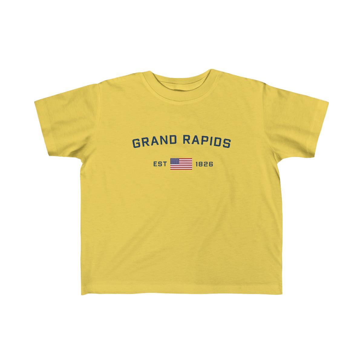 'Grand Rapids EST 1826' T-Shirt  (w/USA Flag Outline) | Toddler Short Sleeve - Circumspice Michigan