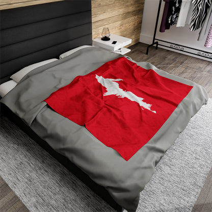 Michigan Upper Peninsula Plush Blanket (w/ UP Outline) | Lighthouse Red