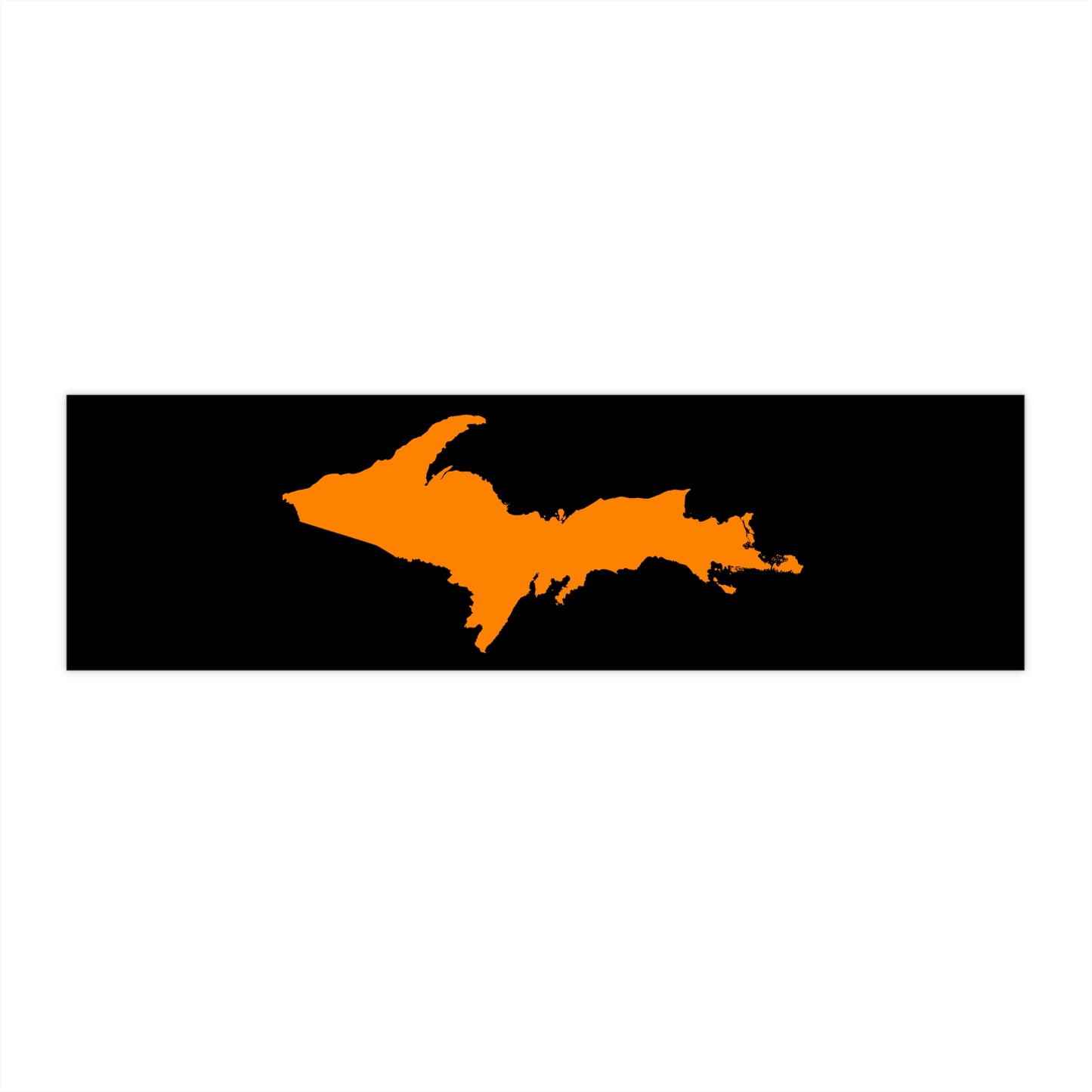 Michigan Upper Peninsula Bumper Sticker (w/ Orange UP Outline) | Black Background