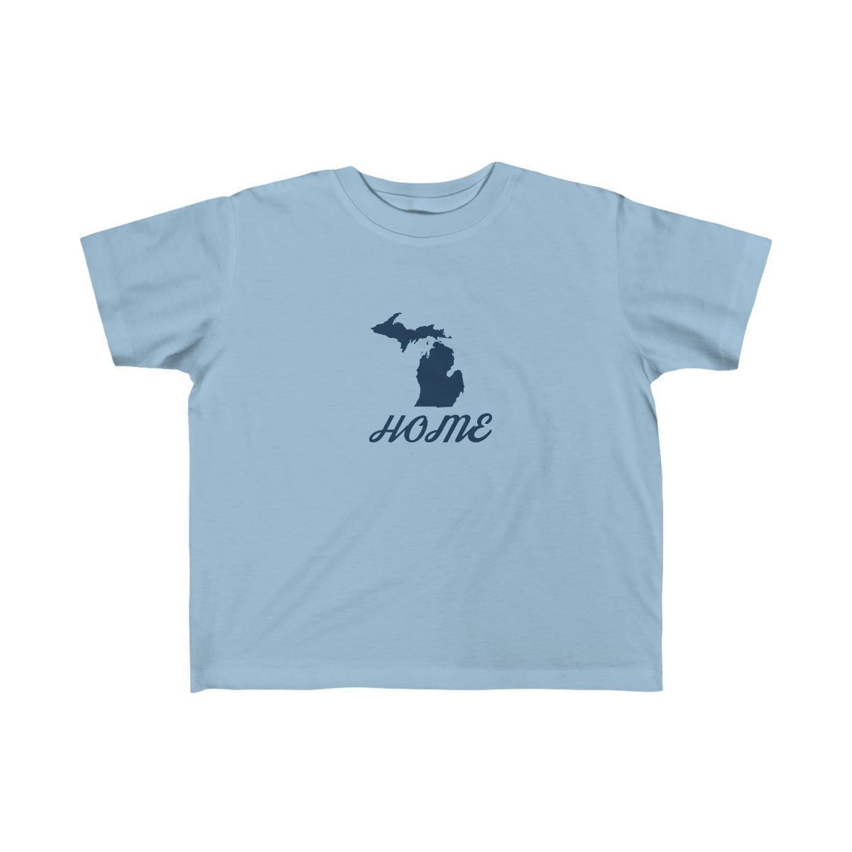 Michigan 'Home'' T-Shirt  (Retro Script Font) | Toddler Short Sleeve - Circumspice Michigan