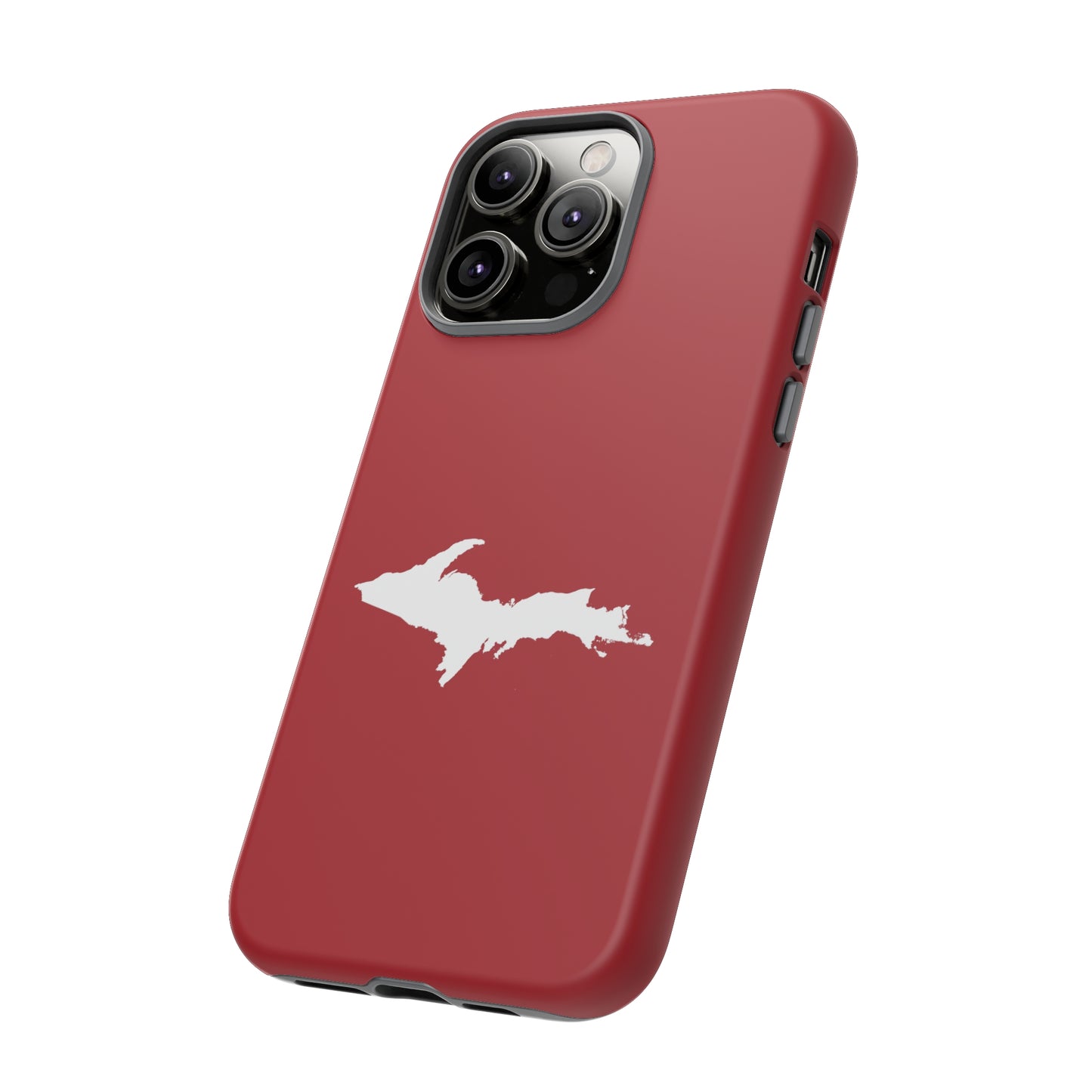 Michigan Upper Peninsula Tough Phone Case (Thimbleberry Red w/ UP Outline) | Apple iPhone