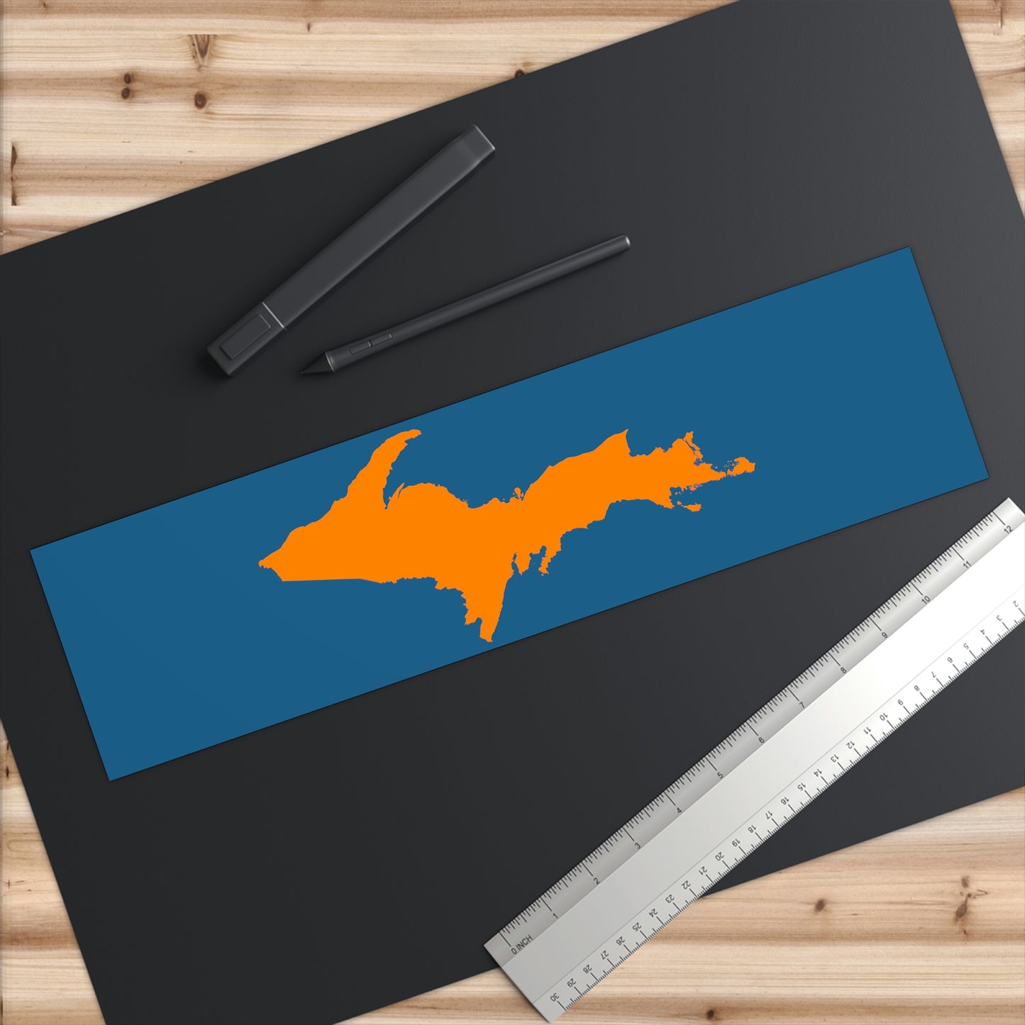 Michigan Upper Peninsula Bumper Sticker (w/ Orange UP Outline) | Blueberry Background