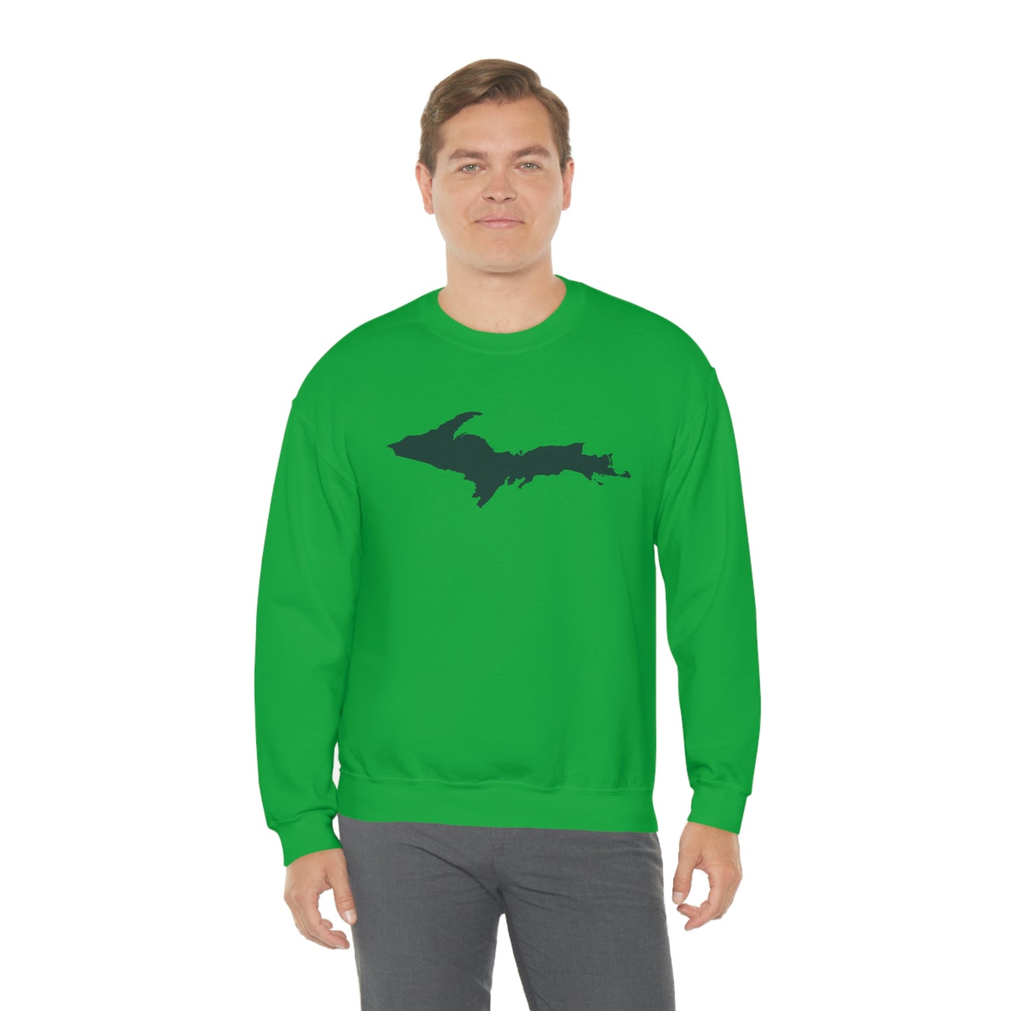 Michigan Upper Peninsula Sweatshirt (w/ Green UP Outline) | Unisex Standard