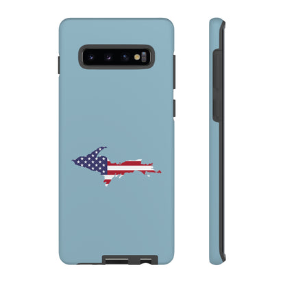 Michigan Upper Peninsula Tough Phone Case (Opal Blue w/ UP USA Flag Outline) | Samsung & Pixel Android