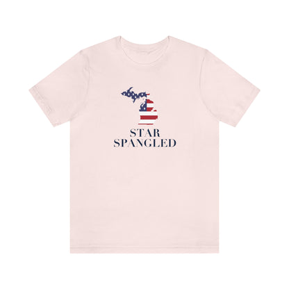 Michigan 'Star Spangled' T-Shirt (w/ MI USA Flag Outline) | Unisex Standard Fit