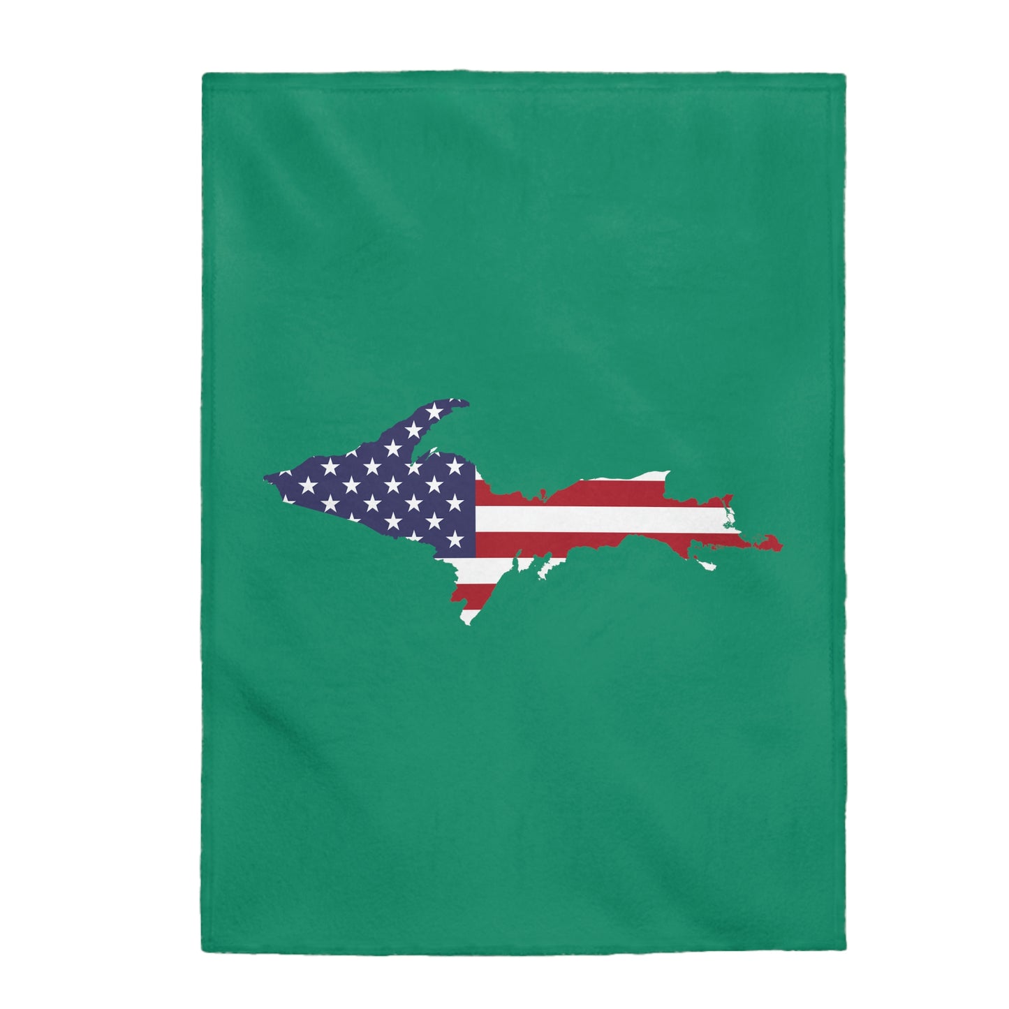 Michigan Upper Peninsula Plush Blanket (w/ UP USA Flag Outline) | Emerald