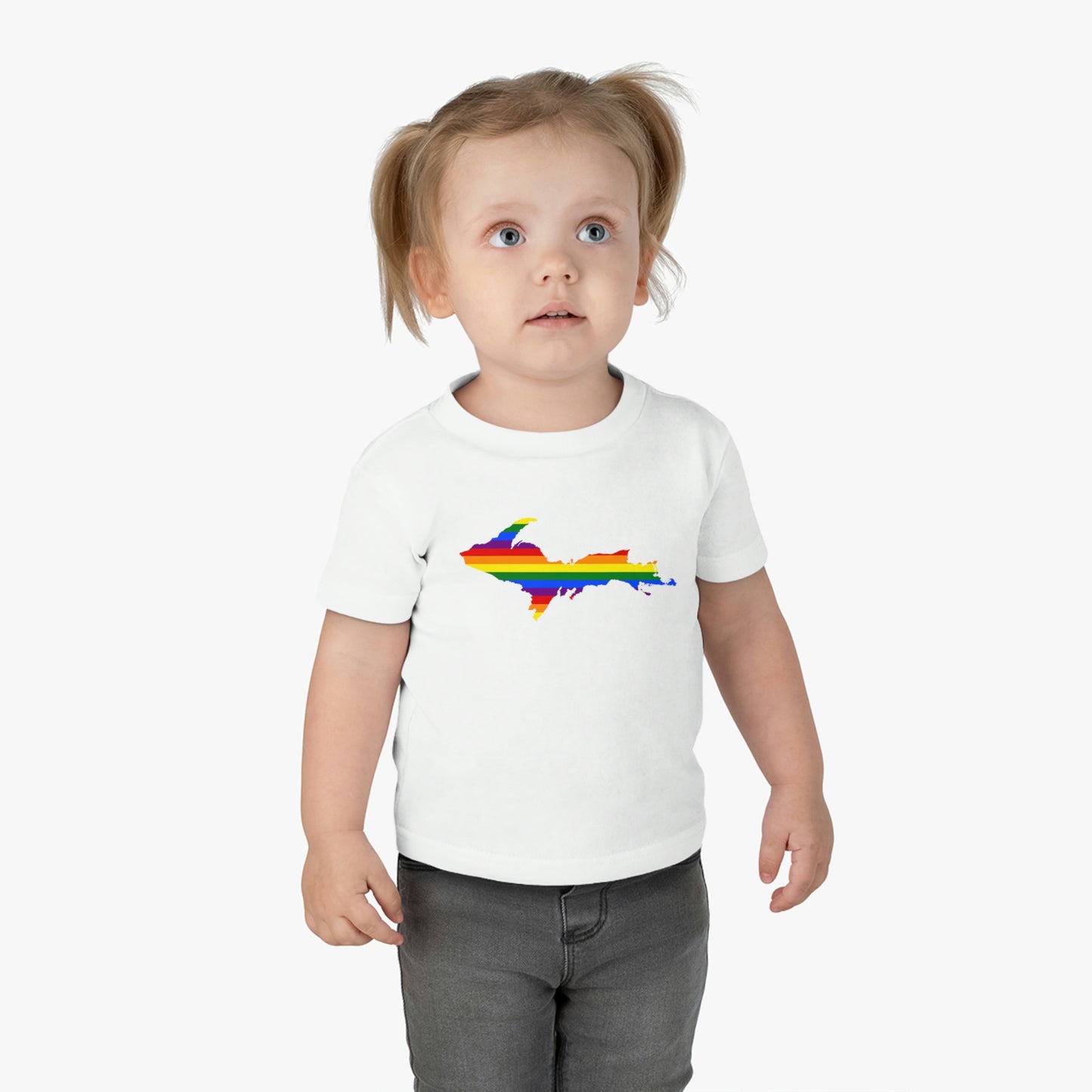 Michigan Upper Peninsula Infant T-Shirt (w/ UP Pride Flag Outline) | Short Sleeve