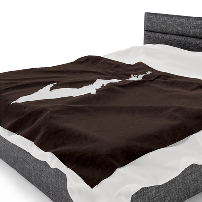 Michigan Upper Peninsula Plush Blanket (w/ UP Outline) | Hickory Color