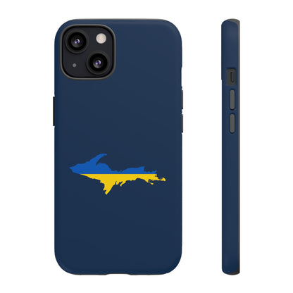 Michigan Upper Peninsula Tough Phone Case (Navy w/ UP Ukraine Flag Outline) | Apple iPhone