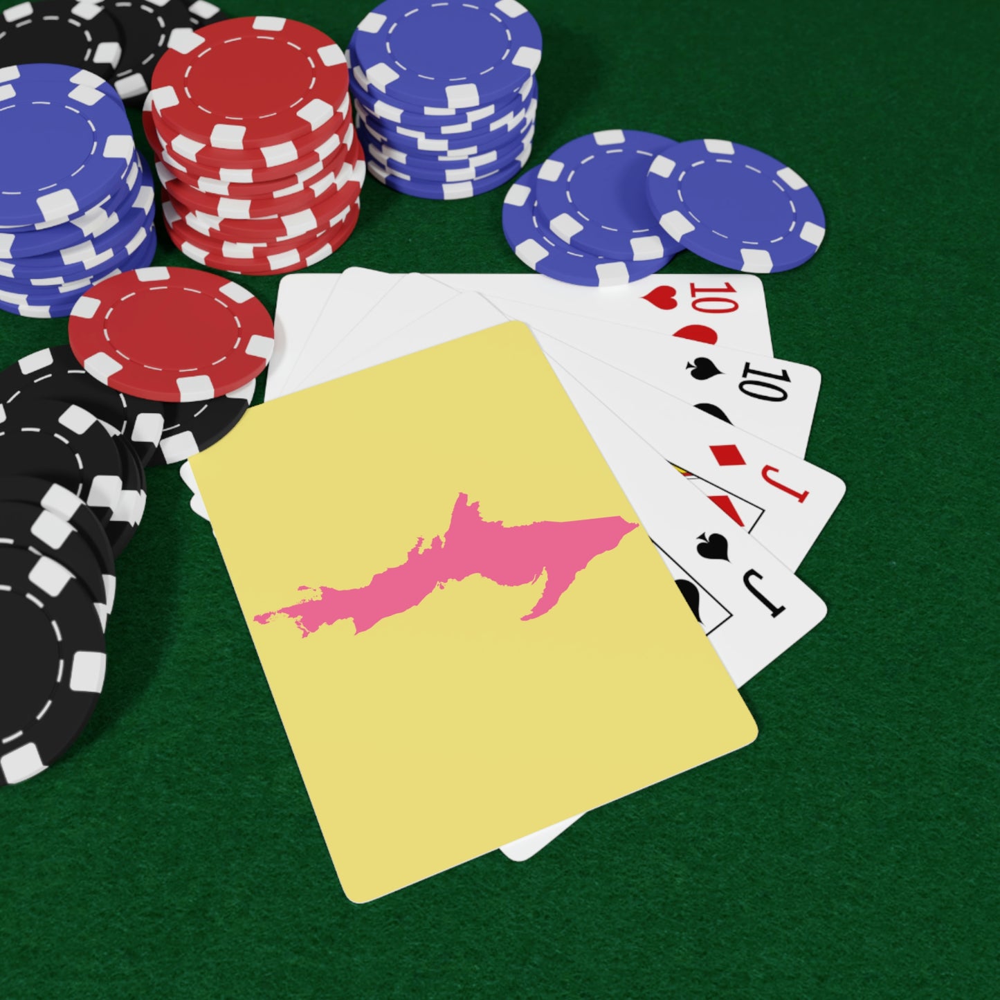 Michigan Upper Peninsula Poker Cards (Yellow Cherry Color w/ Pink UP Outline)