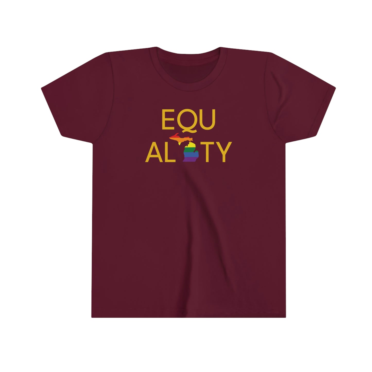 Michigan 'Equality'' T-Shirt (LGBTQ Pride Colors) | Youth Short Sleeve