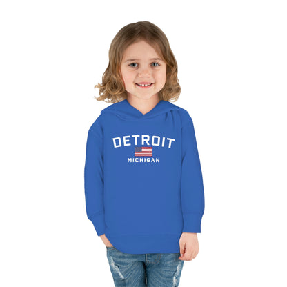 'Detroit Michigan' Hoodie (w/USA Flag Outline) | Unisex Toddler