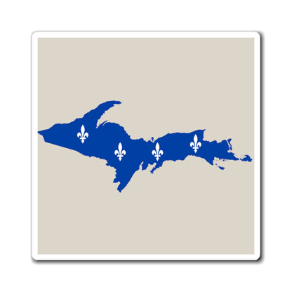 Michigan Upper Peninsula Square Magnet (Canvas Color w/ UP Quebec Flag Outline)