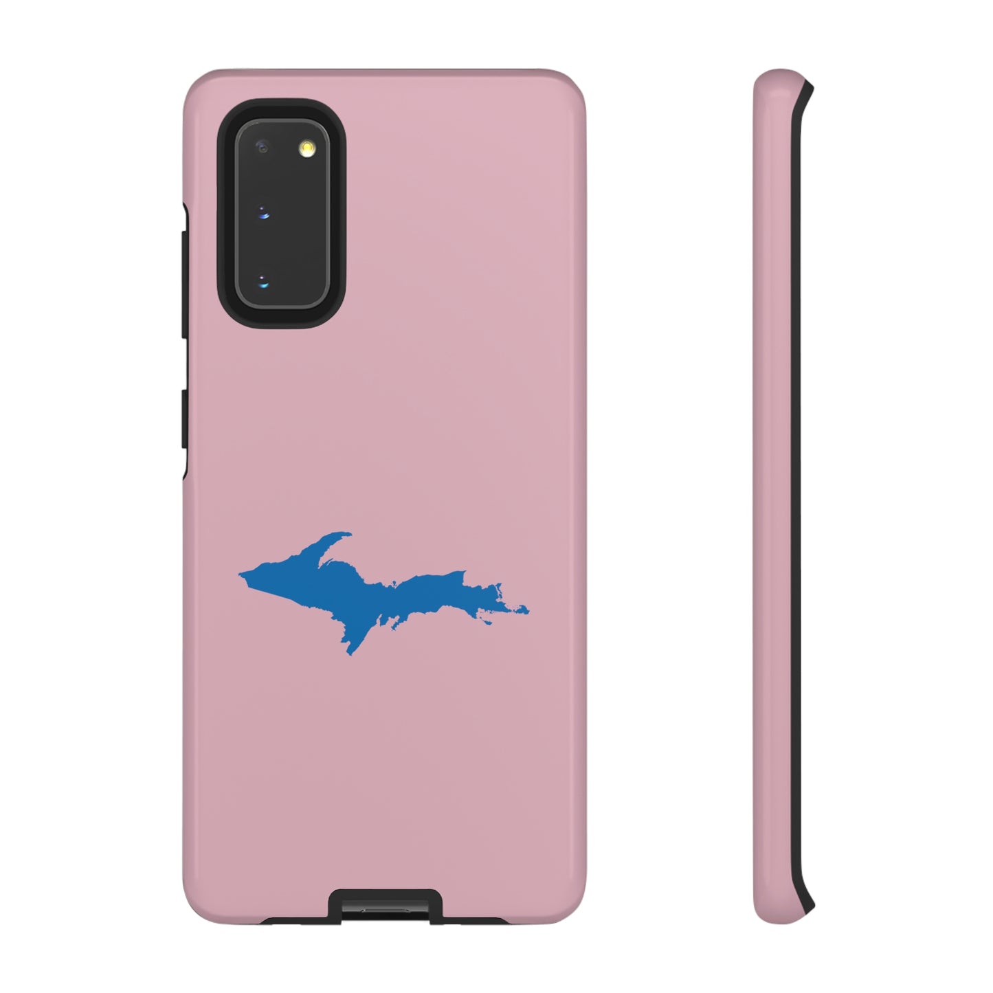 Michigan Upper Peninsula Tough Phone Case (Pink w/ Azure UP Outline) | Samsung & Pixel Android