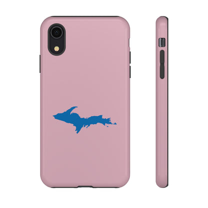 Michigan Upper Peninsula Tough Phone Case (Pink w/ Azure UP Outline) | Apple iPhone