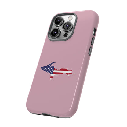 Michigan Upper Peninsula Tough Phone Case (Pink w/ UP USA Flag Outline) | Apple iPhone