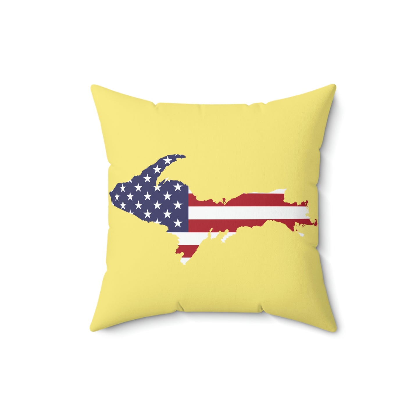 Michigan Upper Peninsula Accent Pillow (w/ UP USA Flag Outline) | Cherry Yellow