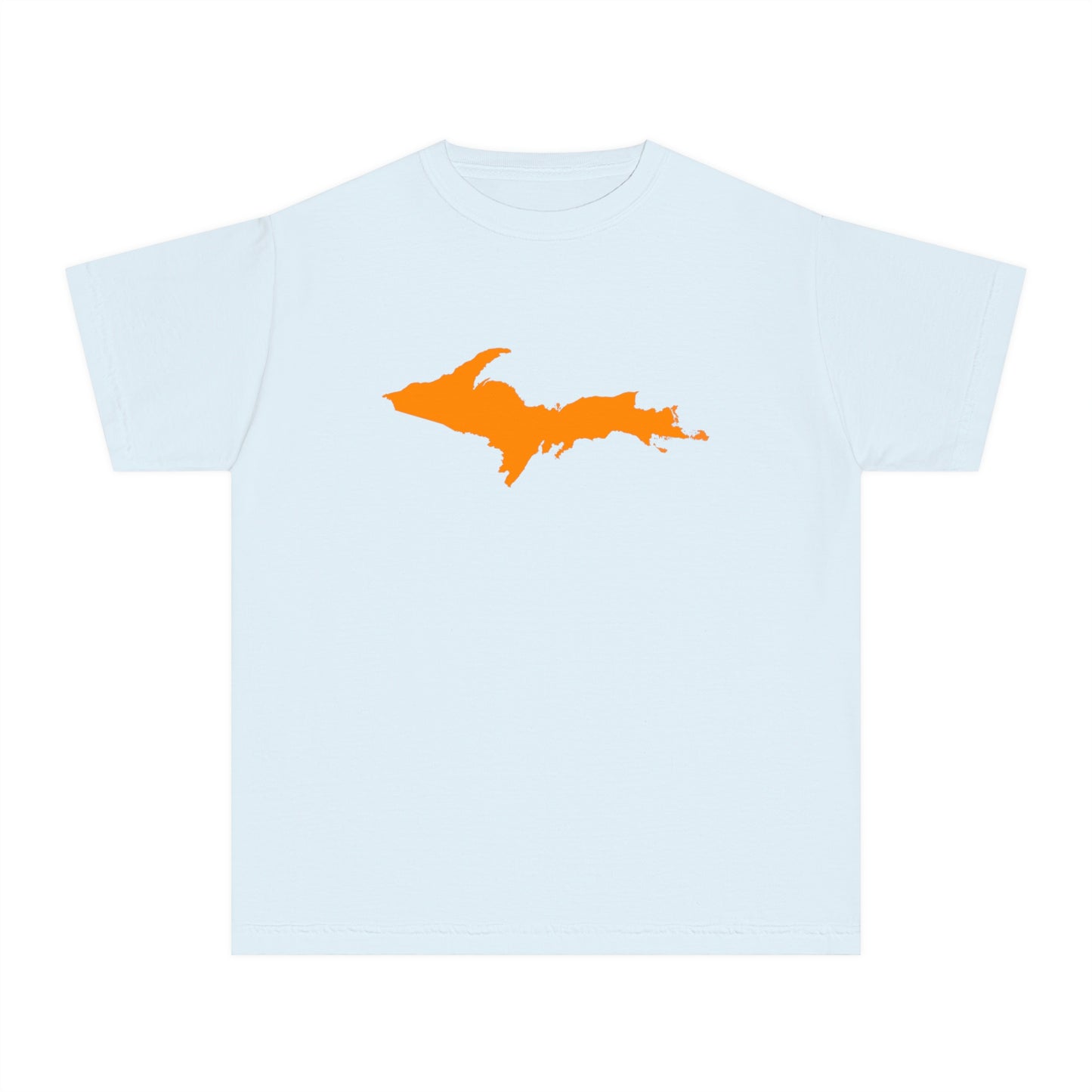 Michigan Upper Peninsula T-Shirt (w/ Orange UP Outline) | Youth Garment-Dyed