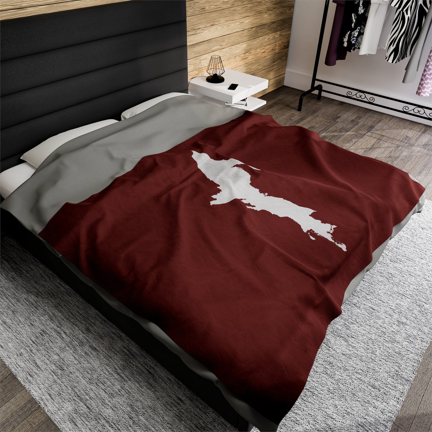 Michigan Upper Peninsula Plush Blanket (w/ UP Outline) | Ore Dock Red