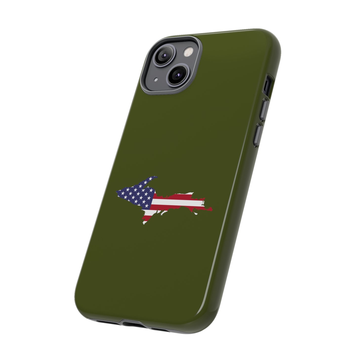 Michigan Upper Peninsula Tough Phone Case (Army Green w/ UP USA Outline) | Apple iPhone