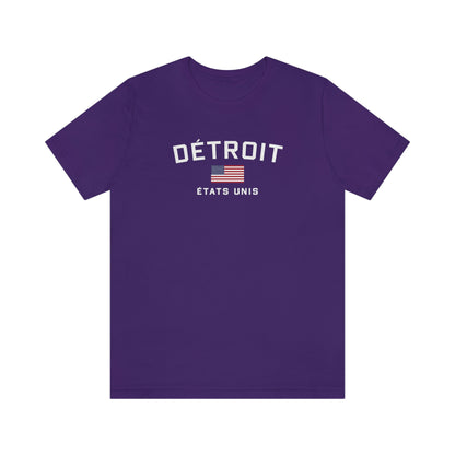 'Détroit États Unis' T-Shirt (w/USA Flag Outline) | Unisex Standard Fit