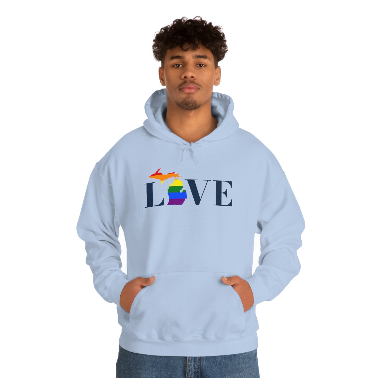 Michigan 'Love' Hoodie (w/LGBTQ Pride Colors) | Unisex Standard