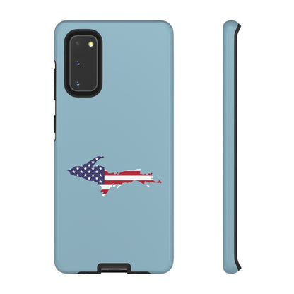 Michigan Upper Peninsula Tough Phone Case (Opal Blue w/ UP USA Flag Outline) | Samsung & Pixel Android