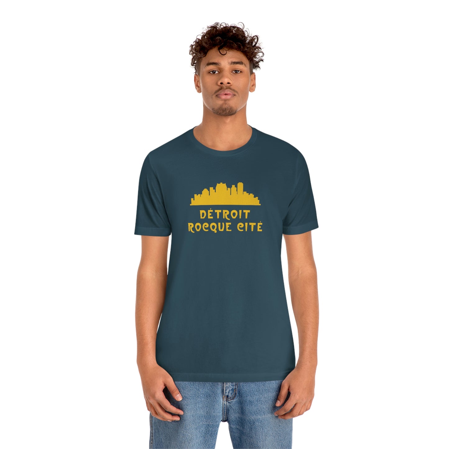 'Détroit Rocque Cité' with Skyline T-Shirt | Unisex Standard Fit