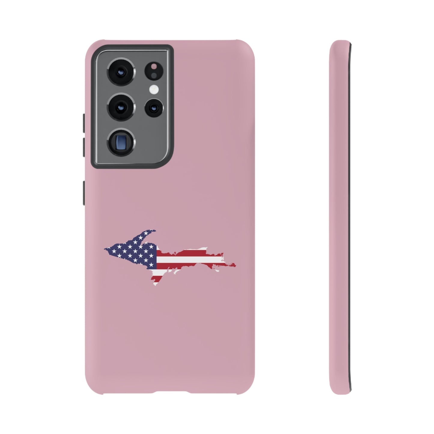 Michigan Upper Peninsula Tough Phone Case (Pink w/ UP USA Flag Outline) | Samsung & Pixel Android