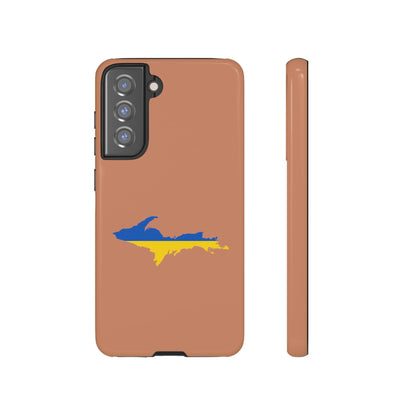 Michigan Upper Peninsula Tough Phone Case (Copper Color w/ UP Ukraine Flag Outline) | Samsung & Pixel Android