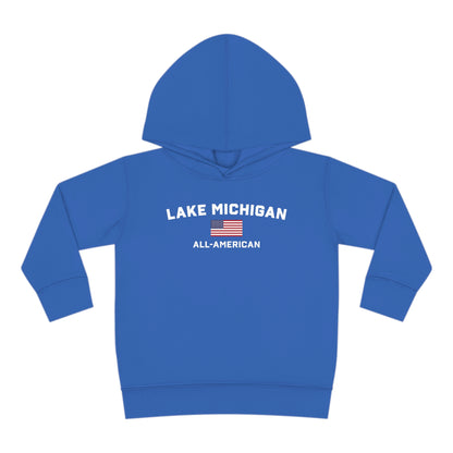 'Lake Michigan All-American' Hoodie (w/USA Flag Outline) | Unisex Toddler