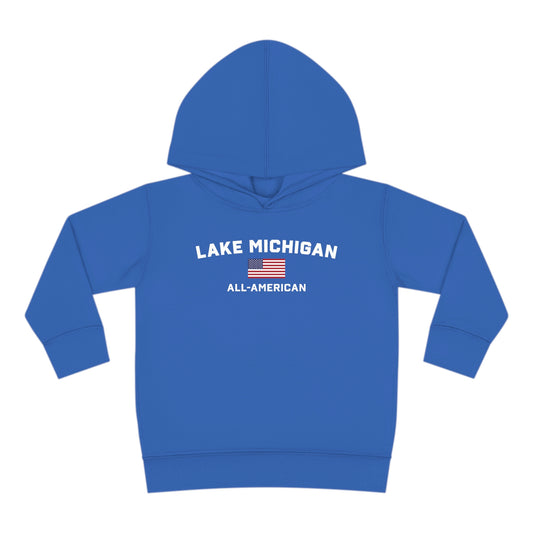 'Lake Michigan All-American' Hoodie (w/USA Flag Outline) | Unisex Toddler