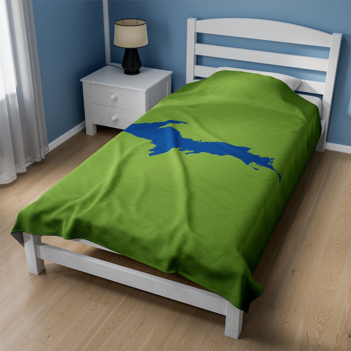 Michigan Upper Peninsula Plush Blanket (w/ Azure UP Outline) | Gooseberry Green