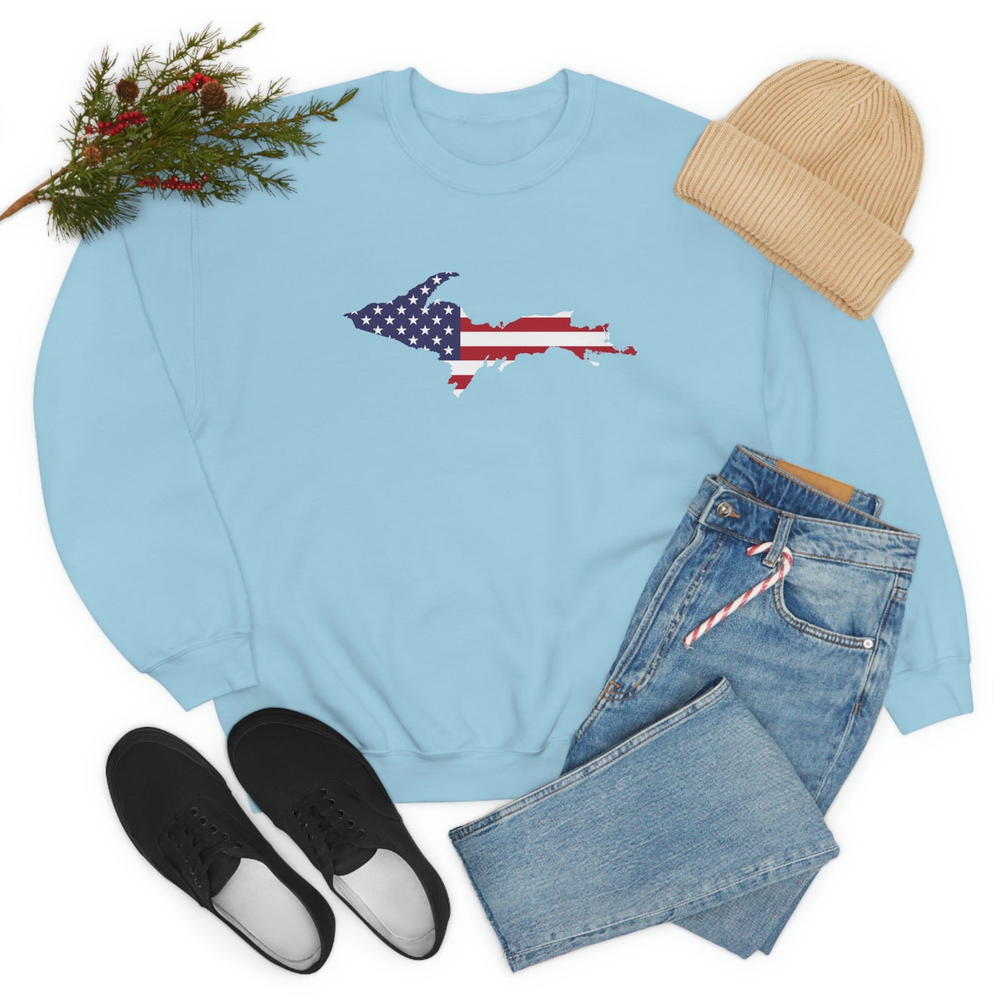 Michigan Upper Peninsula Sweatshirt (w/ UP USA Flag Outline) | Unisex Standard